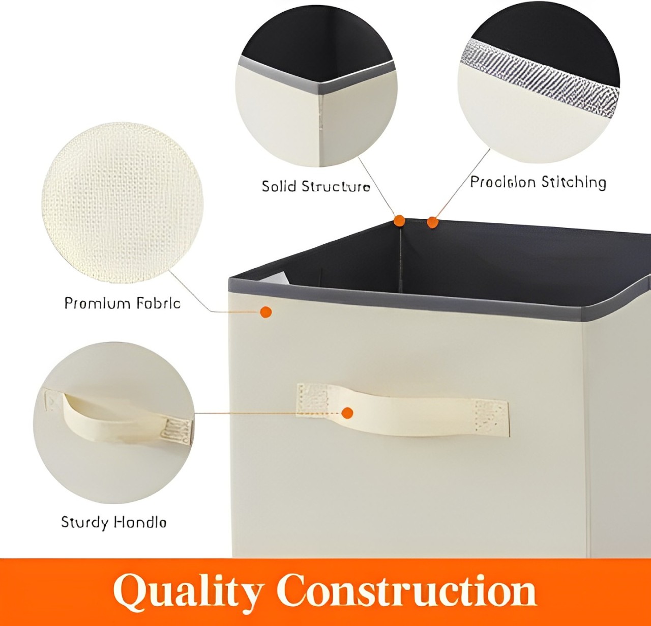 Pack of 5 Foldable Fabric Storage Box & Square Baskit Bins Cloth Organizer Cubes Organizer with Handles Jwellary And Makeup Storage Box with Dual Handles - Image 4