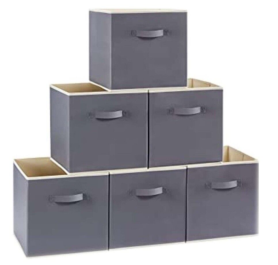Pack of 5 Foldable Fabric Storage Box & Square Baskit Bins Cloth Organizer Cubes Organizer with Handles Jwellary And Makeup Storage Box with Dual Handles