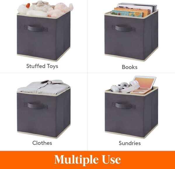 Grey Foldable Square Canvas Storage Collapsible Folding Box Fabric Cubes Toys - Image 6