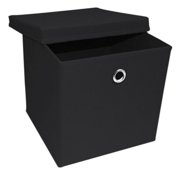 Grey Foldable Square Canvas Storage Collapsible Folding Box Fabric Cubes Toys - Image 14