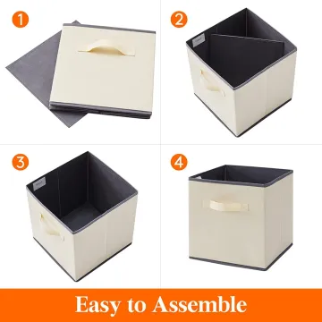 Pack of 5 Foldable Fabric Storage Box & Square Baskit Bins Cloth Organizer Cubes Organizer with Handles Jwellary And Makeup Storage Box with Dual Handles - Image 5